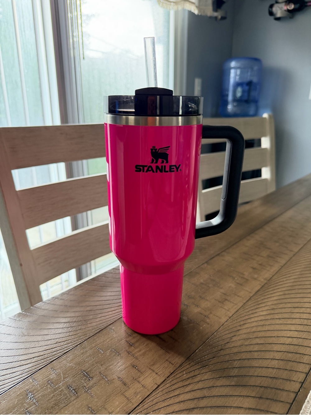 Stanley Hot Pink Insulated Travel Mug with Handle & Straw